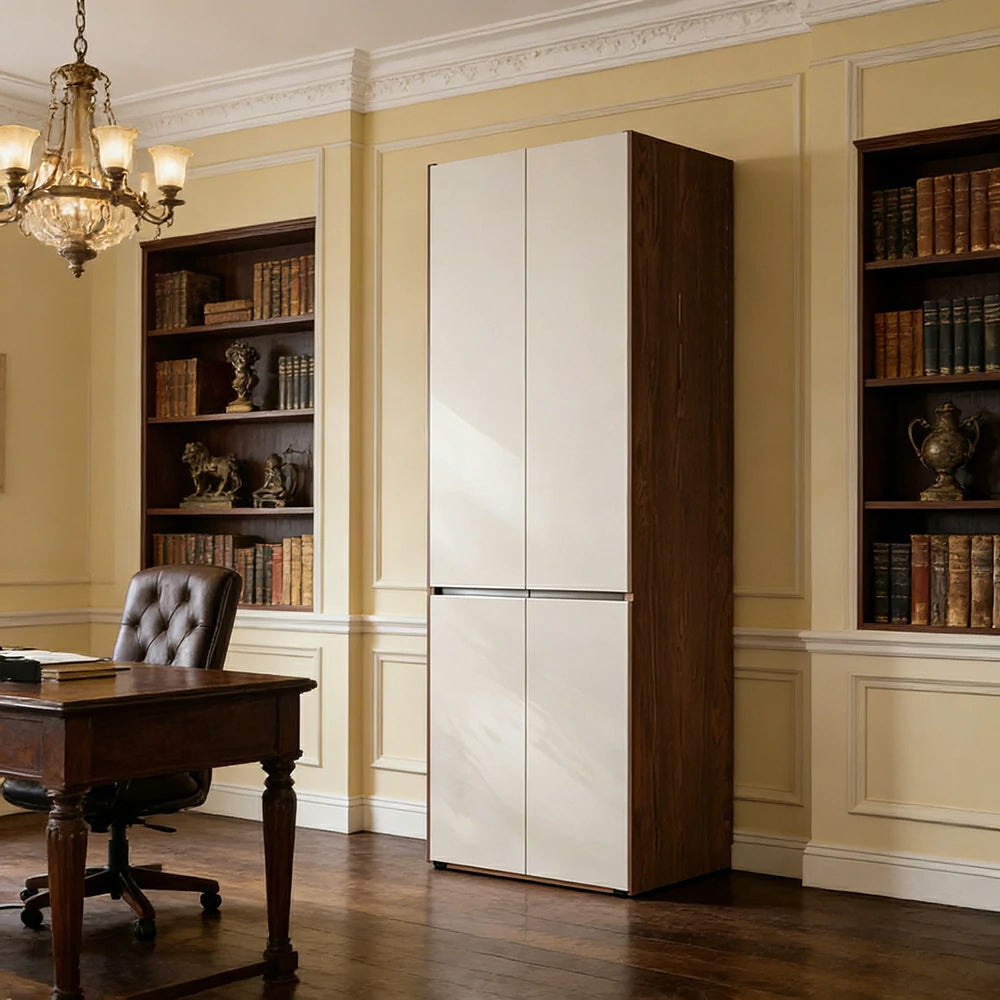 LIVARA 80cm Solid Wood Wardrobe Cabinet - Full Height Storage with Hanging Space & Drawers, Durable Thick Wood Design