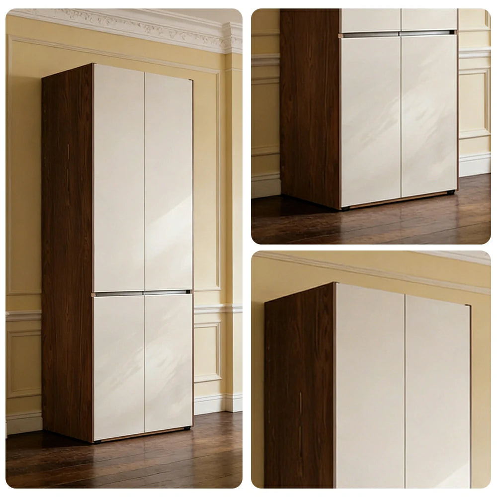LIVARA 80cm Solid Wood Wardrobe Cabinet - Full Height Storage with Hanging Space & Drawers, Durable Thick Wood Design