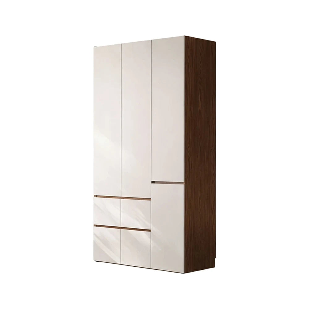 LIVARA 120cm Solid Wood Wardrobe Cabinet - Full Height Storage with Hanging Space & Drawers, Durable Thick Wood Design