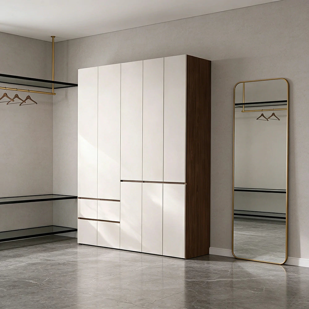 LIVARA 180/200cm Solid Wood Wardrobe Cabinet - Full Height Storage with Hanging Space & Drawers, Durable Thick Wood Design