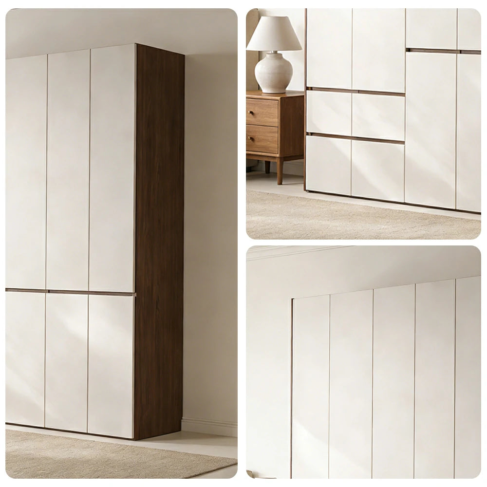 LIVARA 180/200cm Solid Wood Wardrobe Cabinet - Full Height Storage with Hanging Space & Drawers, Durable Thick Wood Design