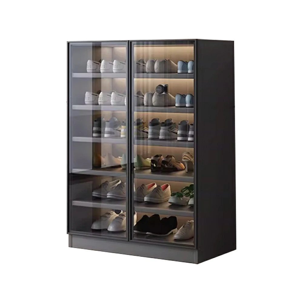 LIVARA 40/80cm Shoe Cabinet - Push Open Storage Cabinet with Adjustable Shelves, Tempered Glass Panels & Aluminium Alloy Frame