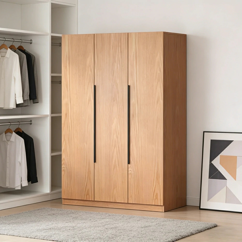 LIVARA 120cm Solid Wood Wardrobe Cabinet - Deep 60cm Storage with Heavy Duty Hanging Rail, FAS Grade Oak Durable Floor Standing Design - Wood