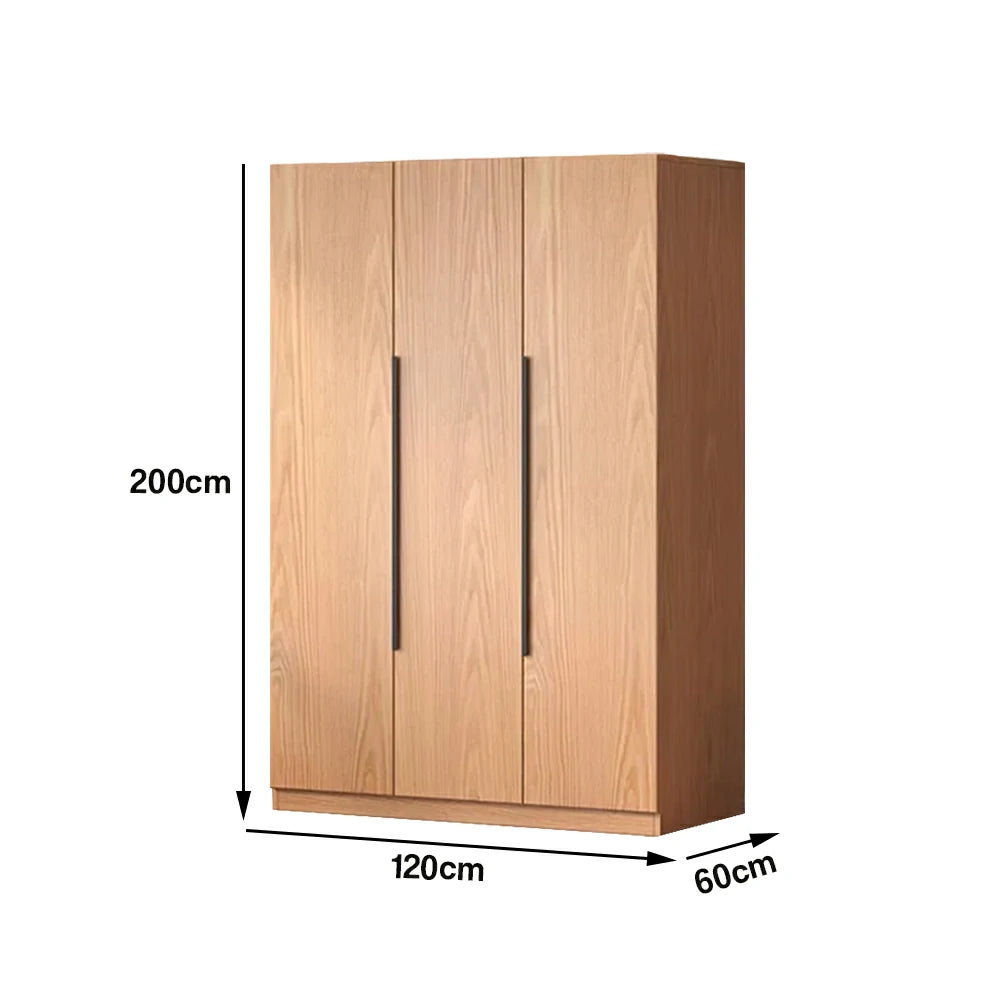 LIVARA 120cm Solid Wood Wardrobe Cabinet - Deep 60cm Storage with Heavy Duty Hanging Rail, FAS Grade Oak Durable Floor Standing Design - Wood