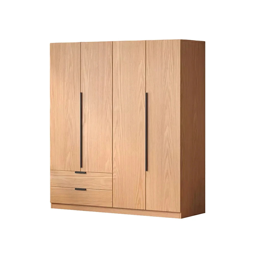 LIVARA 140/160cm Solid Wood Wardrobe Cabinet - Deep 60cm Storage with Heavy Duty Hanging Rail, FAS Grade Oak Durable Floor Standing Design - Wood