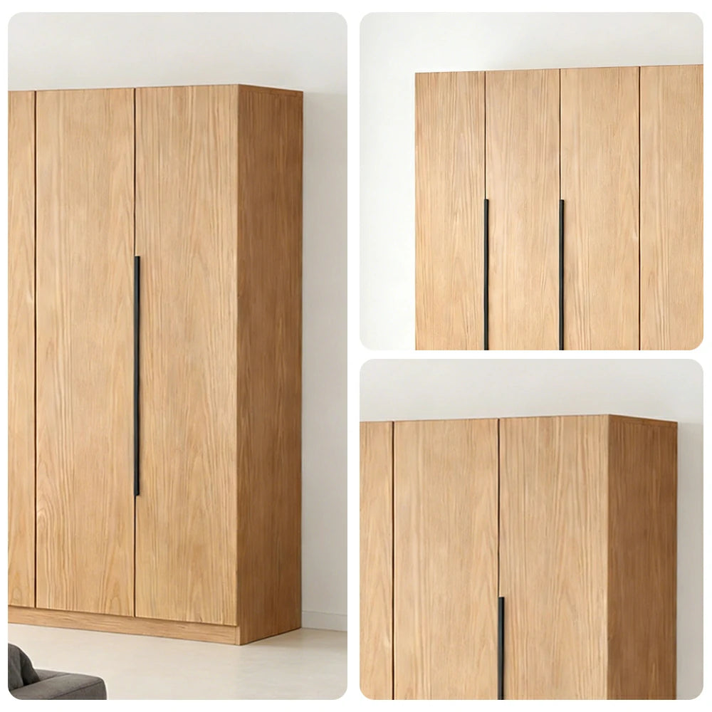 LIVARA 200cm Solid Wood Wardrobe Cabinet - Deep 60cm Storage with Heavy Duty Hanging Rail, FAS Grade Oak Durable Floor Standing Design - Wood
