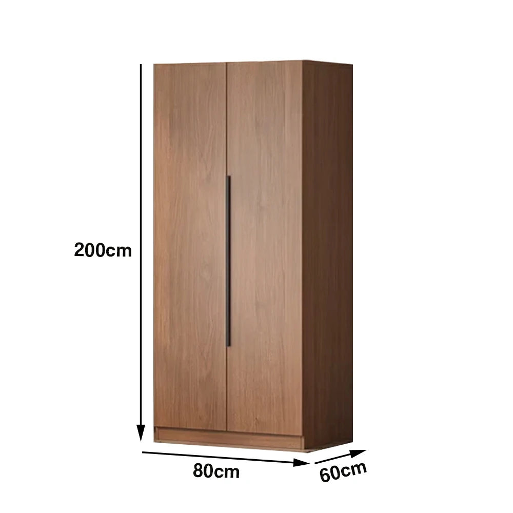 LIVARA 80cm Solid Wood Wardrobe Cabinet - Deep 60cm Storage with Heavy Duty Hanging Rail, FAS Grade Oak Durable Floor Standing Design - Walnut
