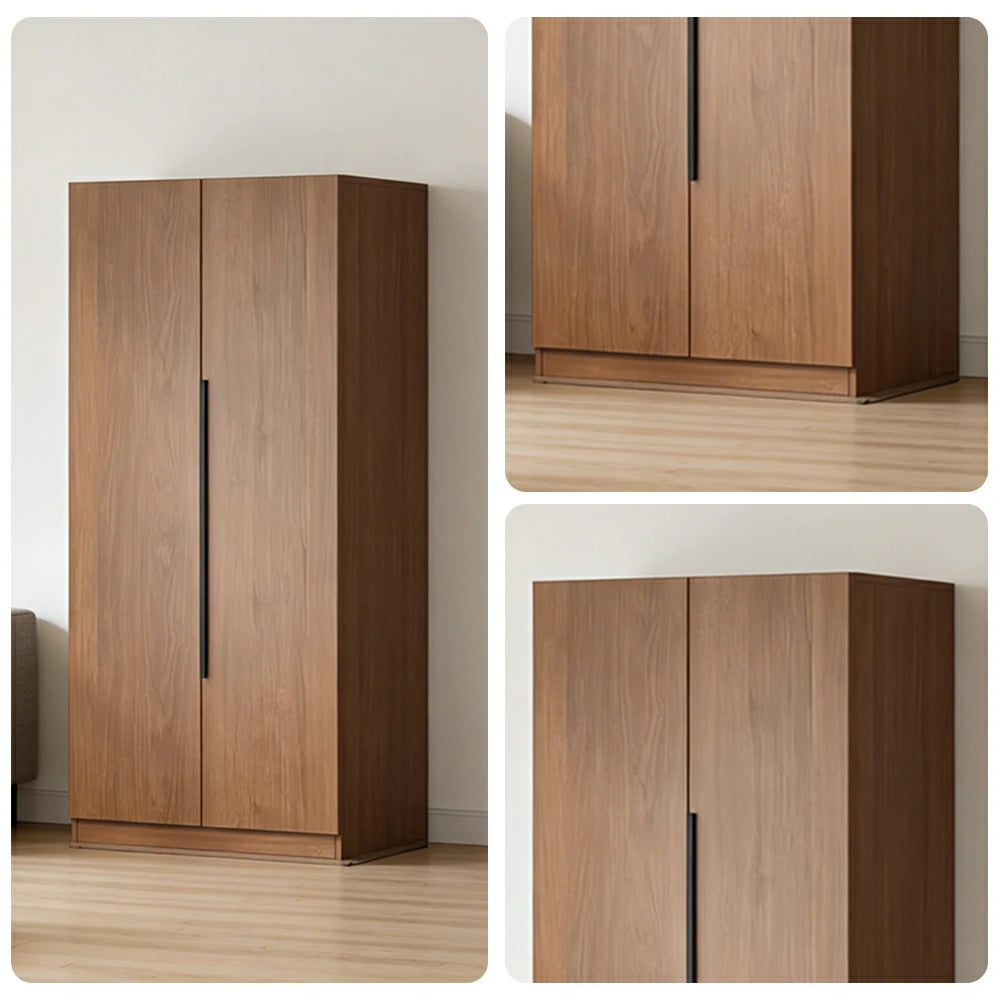 LIVARA 80cm Solid Wood Wardrobe Cabinet - Deep 60cm Storage with Heavy Duty Hanging Rail, FAS Grade Oak Durable Floor Standing Design - Walnut