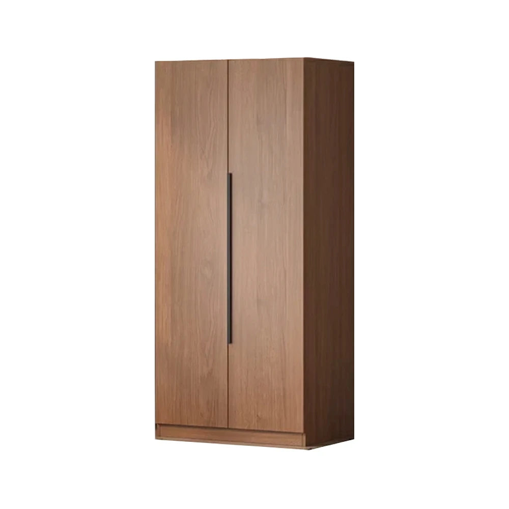 LIVARA 80cm Solid Wood Wardrobe Cabinet - Deep 60cm Storage with Heavy Duty Hanging Rail, FAS Grade Oak Durable Floor Standing Design - Walnut