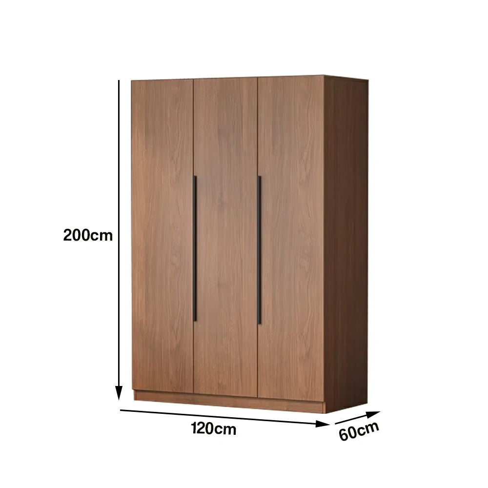 LIVARA 120cm Solid Wood Wardrobe Cabinet - Deep 60cm Storage with Heavy Duty Hanging Rail, FAS Grade Oak Durable Floor Standing Design - Walnut