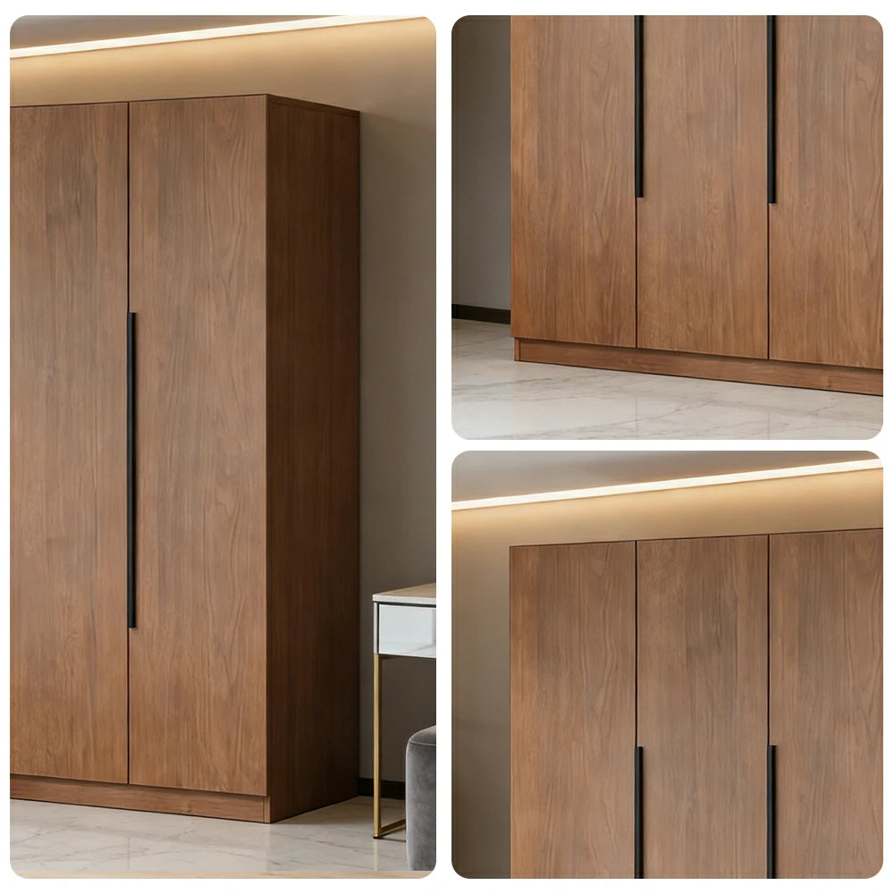 LIVARA 120cm Solid Wood Wardrobe Cabinet - Deep 60cm Storage with Heavy Duty Hanging Rail, FAS Grade Oak Durable Floor Standing Design - Walnut