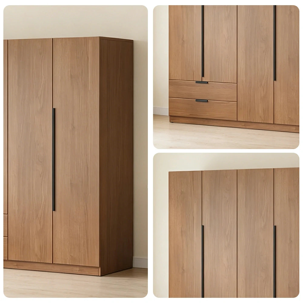 LIVARA 140/160cm Solid Wood Wardrobe Cabinet - Deep 60cm Storage with Heavy Duty Hanging Rail, FAS Grade Oak Durable Floor Standing Design - Walnut