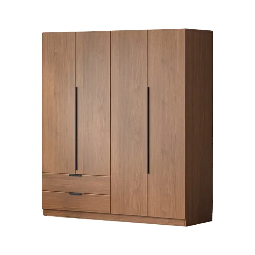 LIVARA 140/160cm Solid Wood Wardrobe Cabinet - Deep 60cm Storage with Heavy Duty Hanging Rail, FAS Grade Oak Durable Floor Standing Design - Walnut