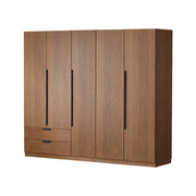 LIVARA 200cm Solid Wood Wardrobe Cabinet - Deep 60cm Storage with Heavy Duty Hanging Rail, FAS Grade Oak Durable Floor Standing Design - Walnut