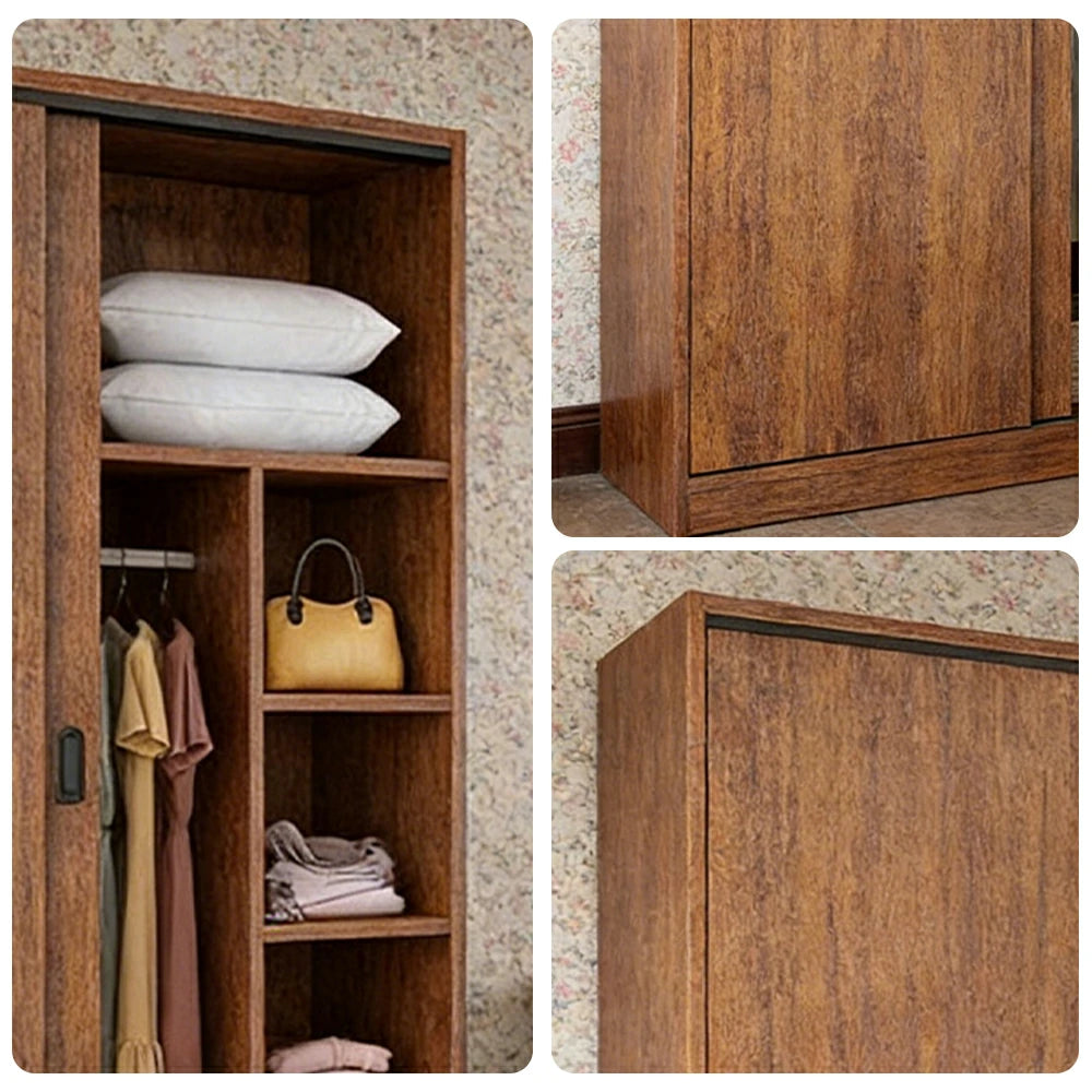 LIVARA 80/120/160cm Sliding Door Wardrobe - Quiet Glide Track System, High-Density MDF Construction, Spacious Storage with Solid Timber Rail - Walnut