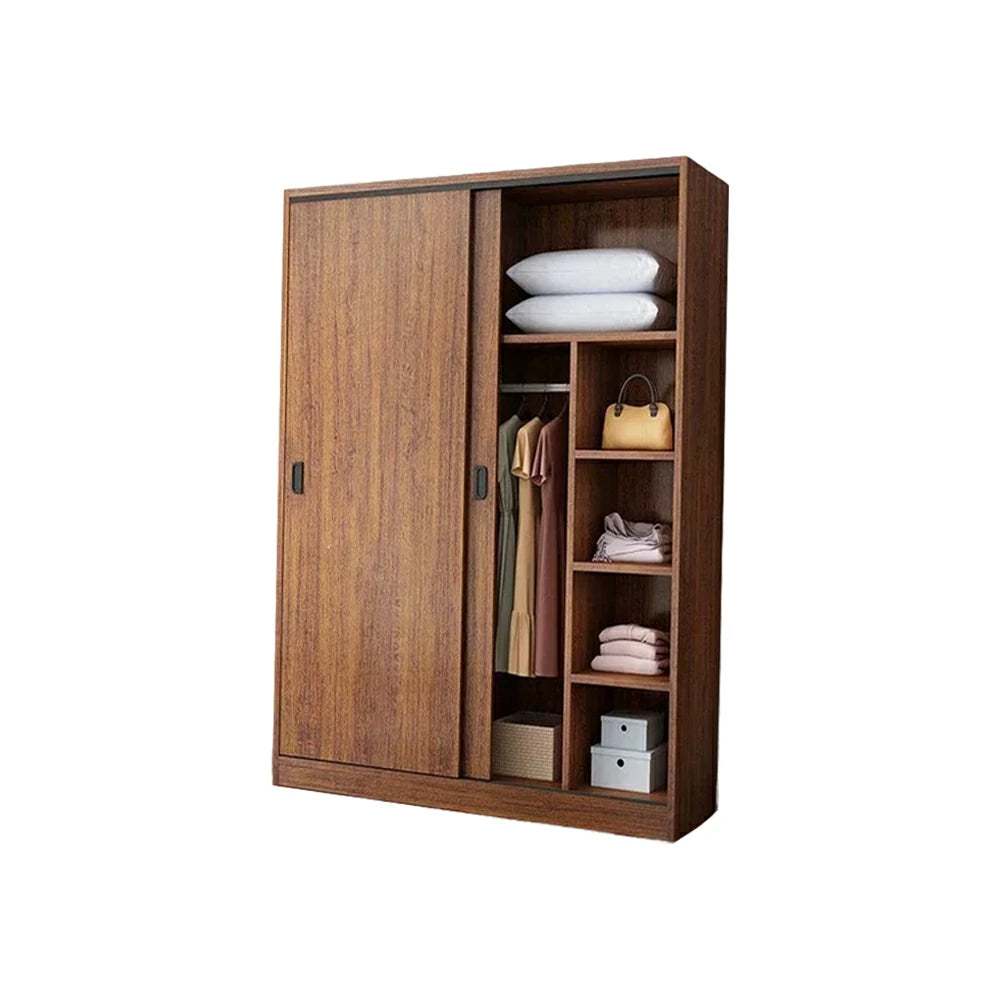 LIVARA 80/120/160cm Sliding Door Wardrobe - Quiet Glide Track System, High-Density MDF Construction, Spacious Storage with Solid Timber Rail - Walnut