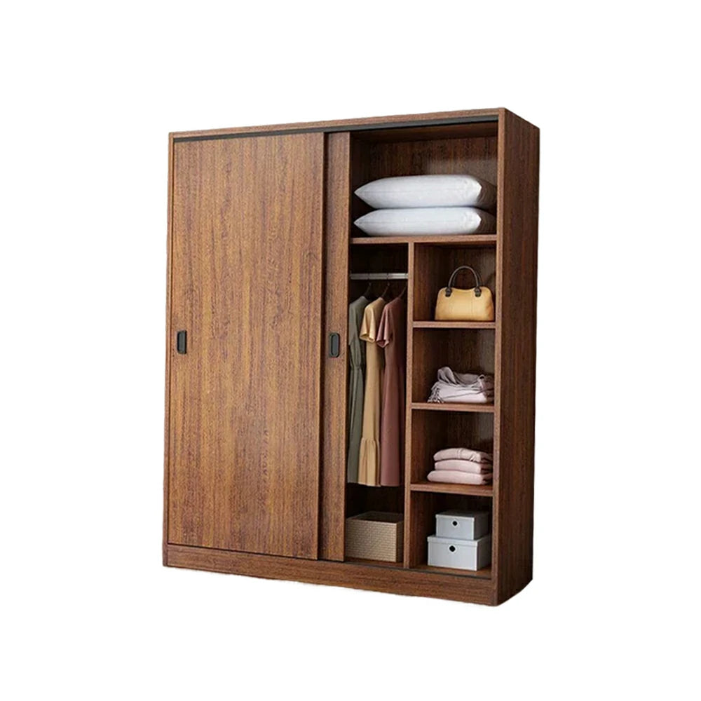 LIVARA 80/120/160cm Sliding Door Wardrobe - Quiet Glide Track System, High-Density MDF Construction, Spacious Storage with Solid Timber Rail - Walnut