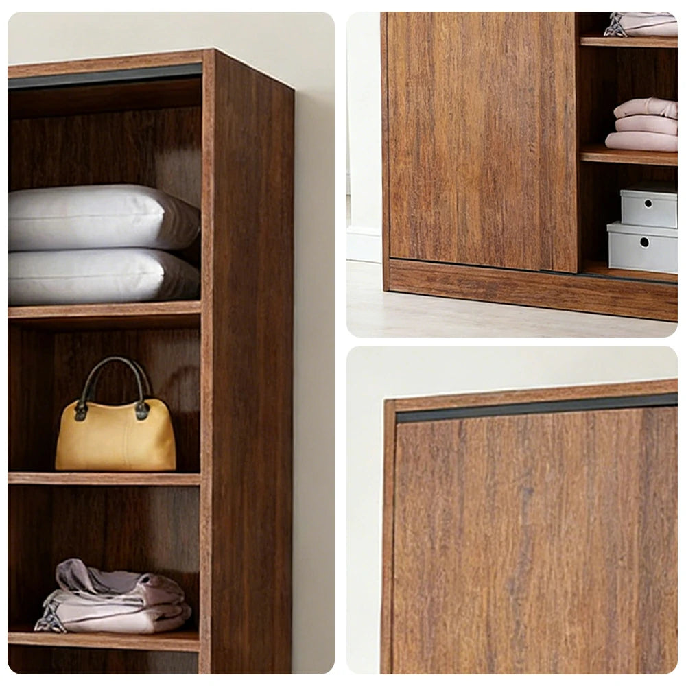 LIVARA 80/120/160cm Sliding Door Wardrobe - Quiet Glide Track System, High-Density MDF Construction, Spacious Storage with Solid Timber Rail - Walnut