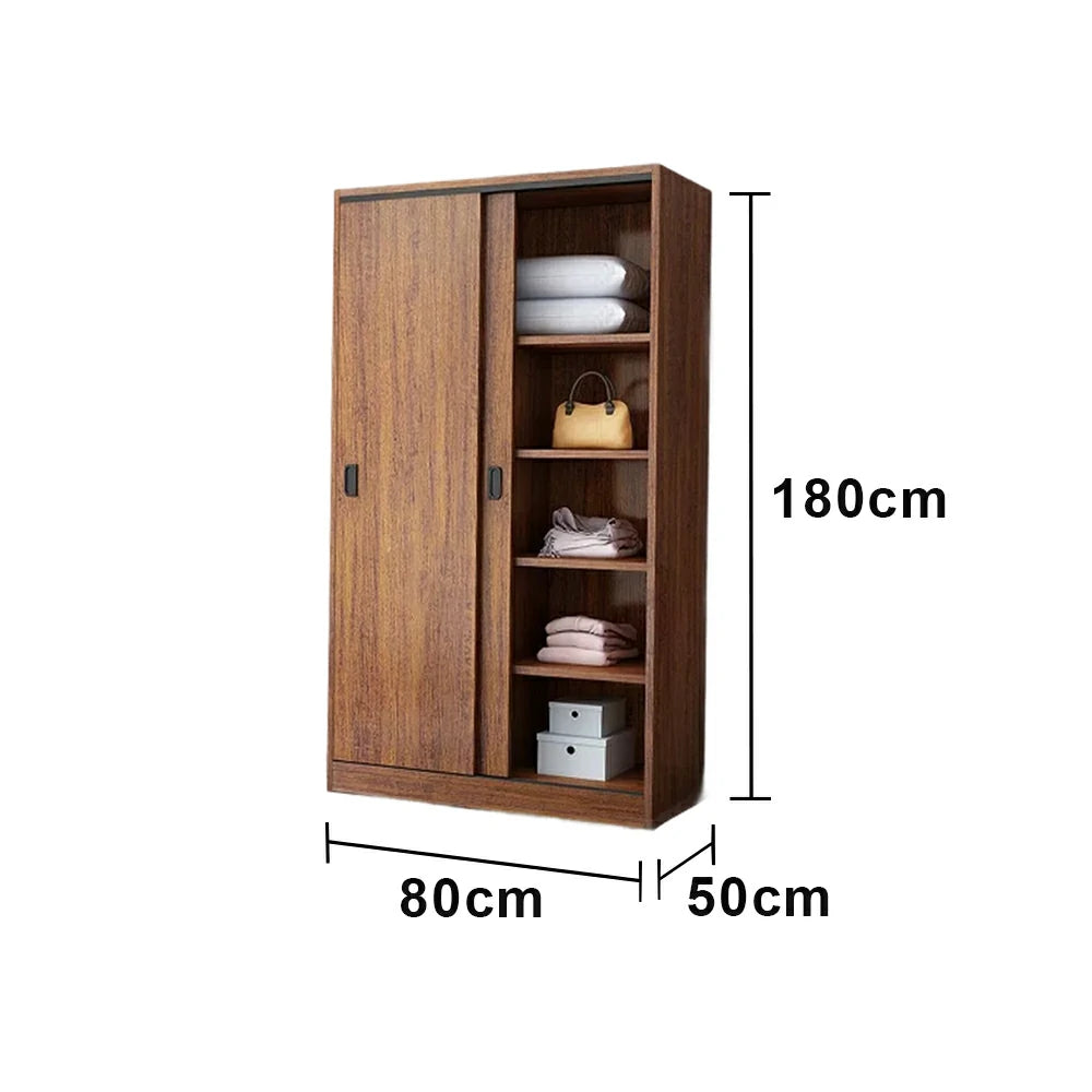LIVARA 80/120/160cm Sliding Door Wardrobe - Quiet Glide Track System, High-Density MDF Construction, Spacious Storage with Solid Timber Rail - Walnut