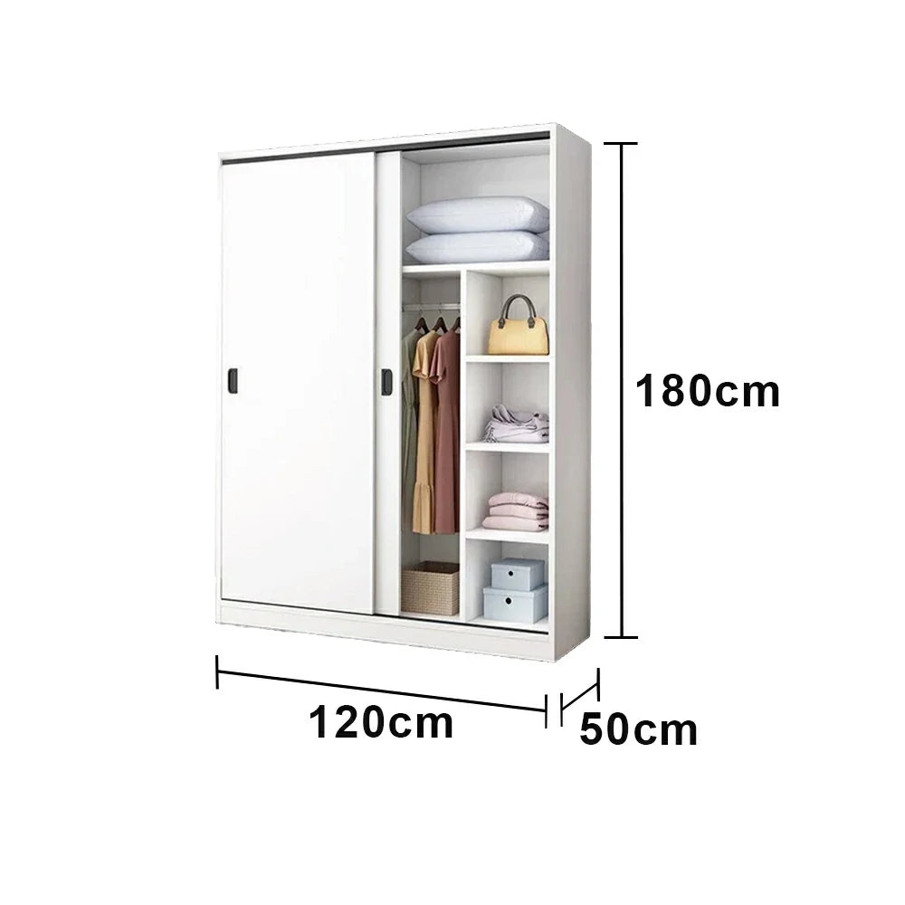 LIVARA 80/120/160cm Sliding Door Wardrobe - Quiet Glide Track System, High-Density MDF Construction, Spacious Storage with Solid Timber Rail - White