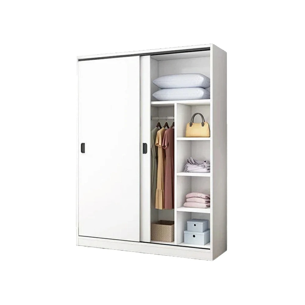 LIVARA 80/120/160cm Sliding Door Wardrobe - Quiet Glide Track System, High-Density MDF Construction, Spacious Storage with Solid Timber Rail - White