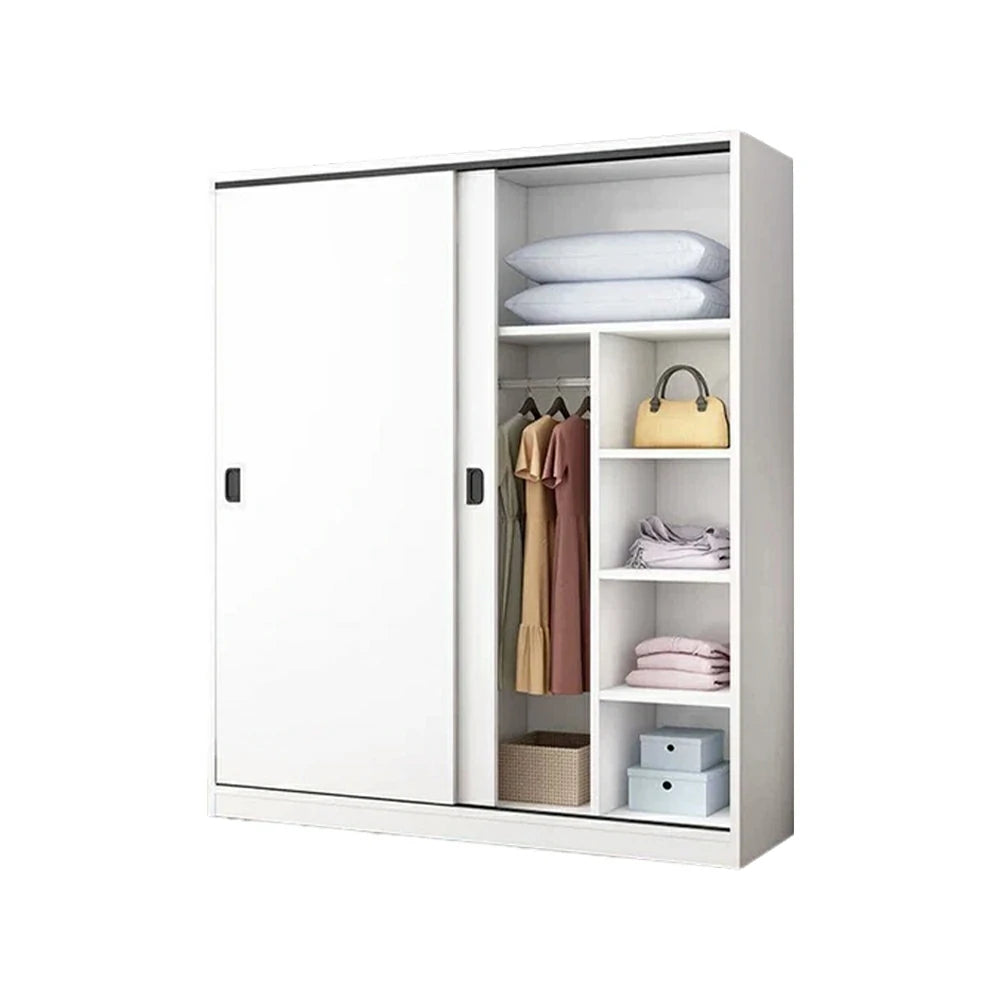 LIVARA 80/120/160cm Sliding Door Wardrobe - Quiet Glide Track System, High-Density MDF Construction, Spacious Storage with Solid Timber Rail - White