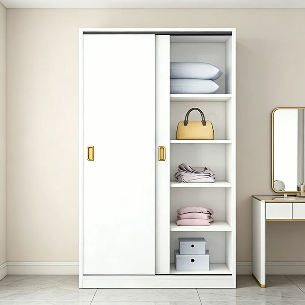 LIVARA 80/120/160cm Sliding Door Wardrobe - Quiet Glide Track System, High-Density MDF Construction, Spacious Storage with Solid Timber Rail - White