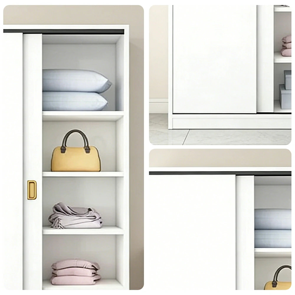 LIVARA 80/120/160cm Sliding Door Wardrobe - Quiet Glide Track System, High-Density MDF Construction, Spacious Storage with Solid Timber Rail - White