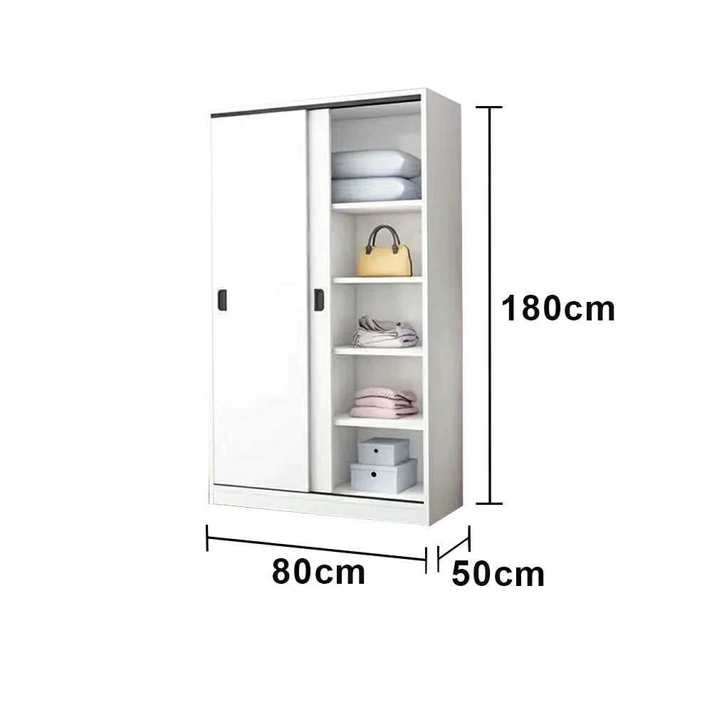 LIVARA 80/120/160cm Sliding Door Wardrobe - Quiet Glide Track System, High-Density MDF Construction, Spacious Storage with Solid Timber Rail - White