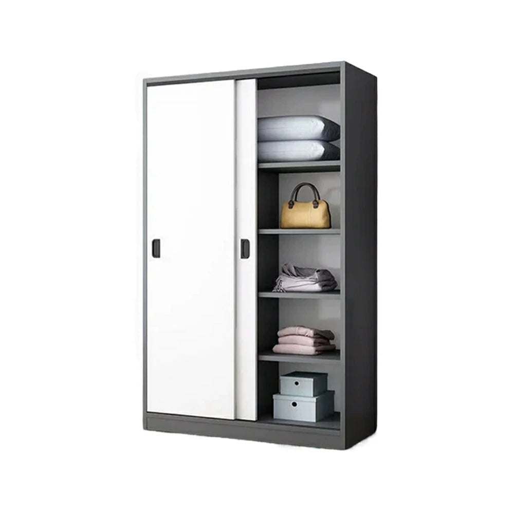 LIVARA 100/120cm Sliding Door Wardrobe - Quiet Glide Track System, High-Density MDF Construction, Spacious Storage with Solid Timber Rail - Black&White