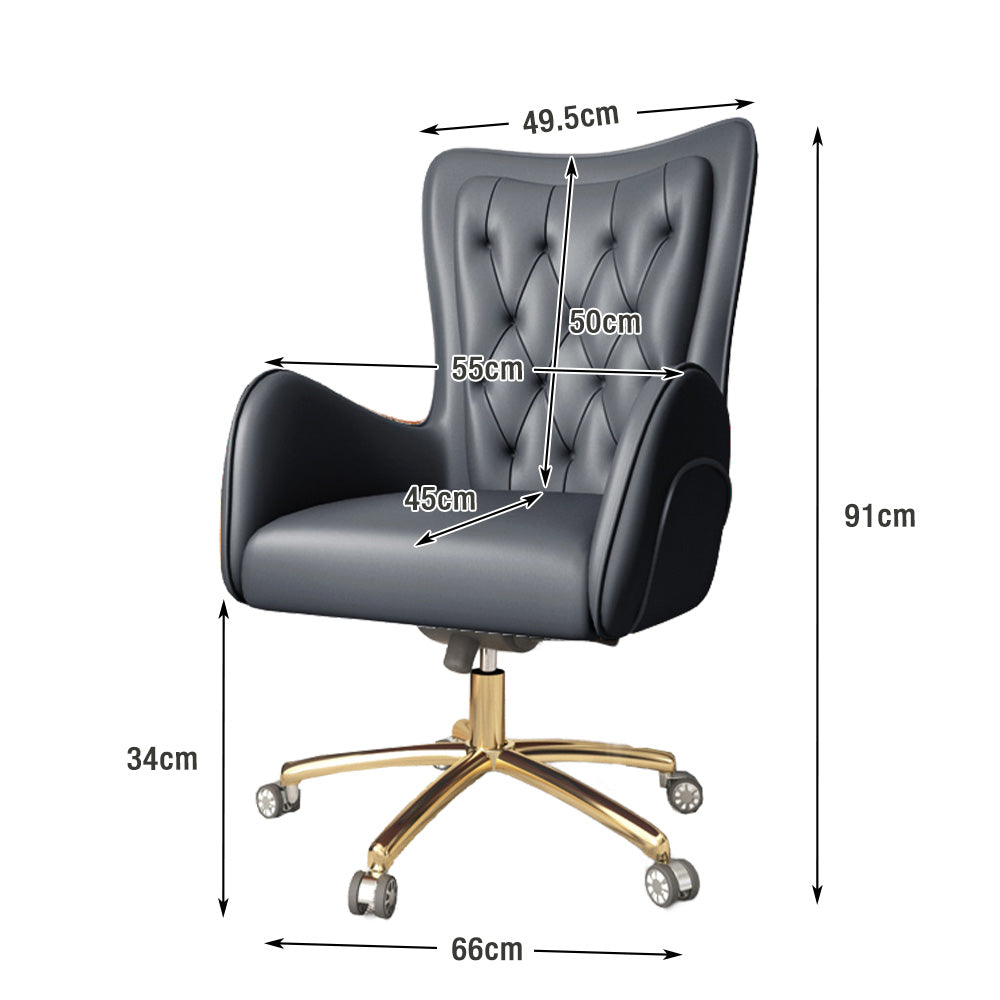 LIVARA Office Chair – Ergonomic Spine-Support Design, Premium Nappa Leather, High-Resilience Foam, Adjustable Height & 360° Swivel - Black