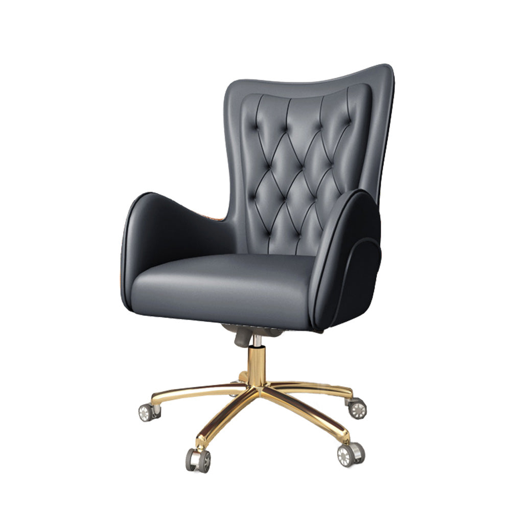 LIVARA Office Chair – Ergonomic Spine-Support Design, Premium Nappa Leather, High-Resilience Foam, Adjustable Height & 360° Swivel - Black