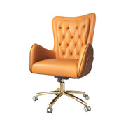 LIVARA Office Chair – Ergonomic Spine-Support Design, Premium Nappa Leather, High-Resilience Foam, Adjustable Height & 360° Swivel - Orange