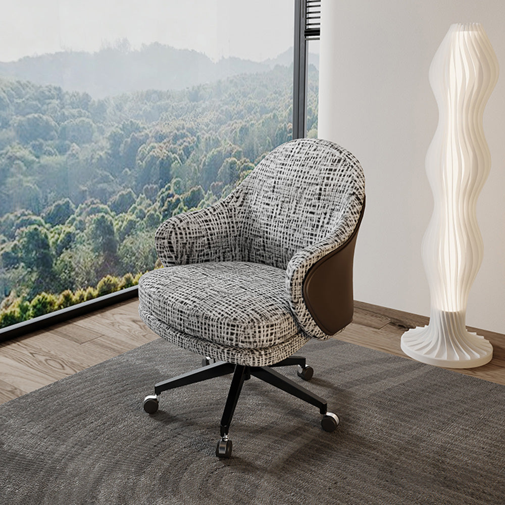 LIVARA Office Chair - Ergonomic Back Support, Nappa Leather & Linen, High-Density Foam, Gas Lift, Wide Seat Design