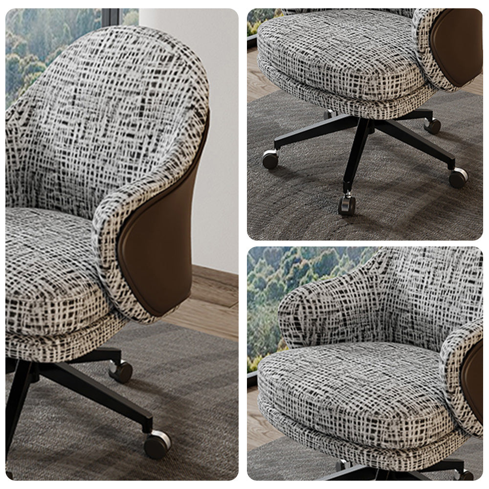 LIVARA Office Chair - Ergonomic Back Support, Nappa Leather & Linen, High-Density Foam, Gas Lift, Wide Seat Design