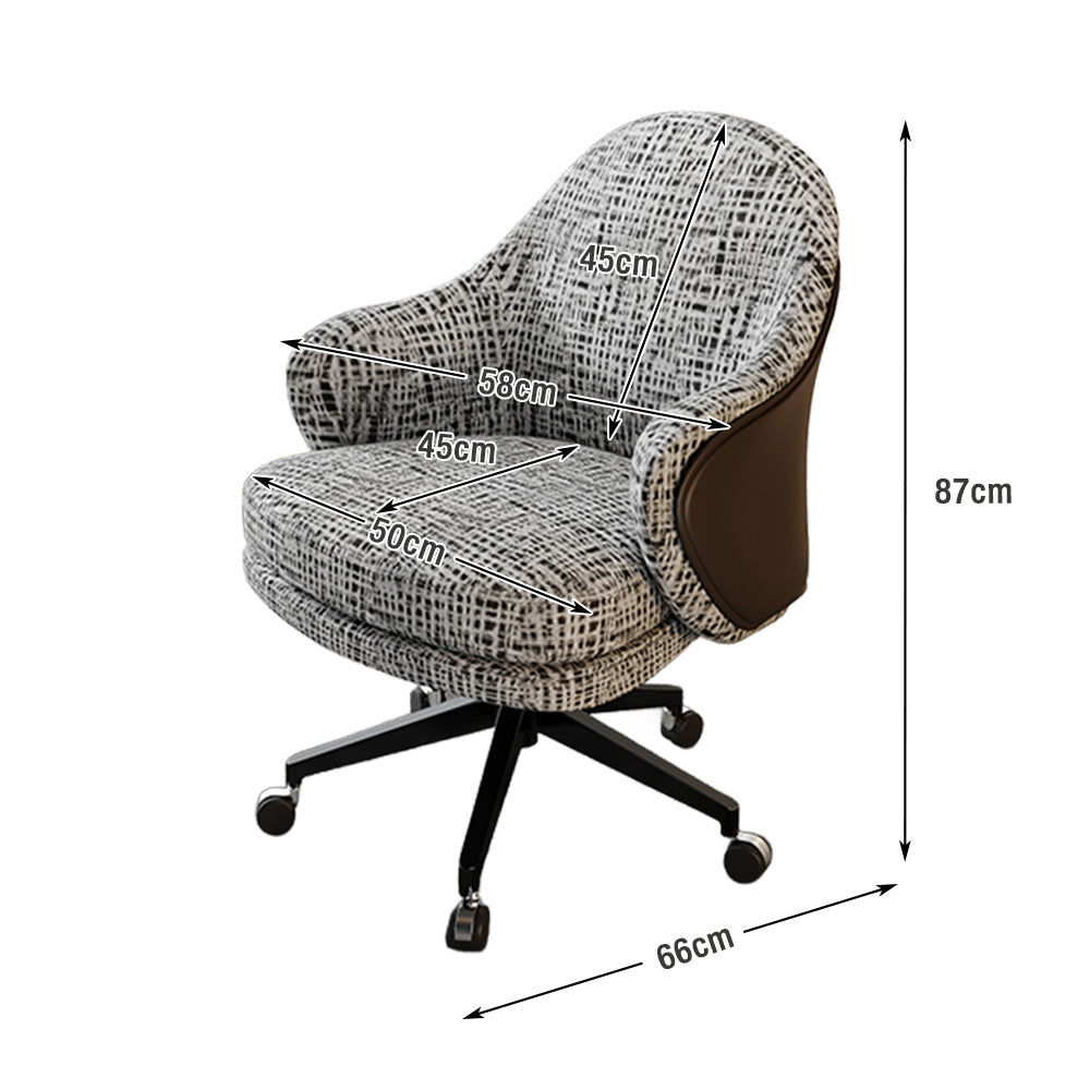 LIVARA Office Chair - Ergonomic Back Support, Nappa Leather & Linen, High-Density Foam, Gas Lift, Wide Seat Design