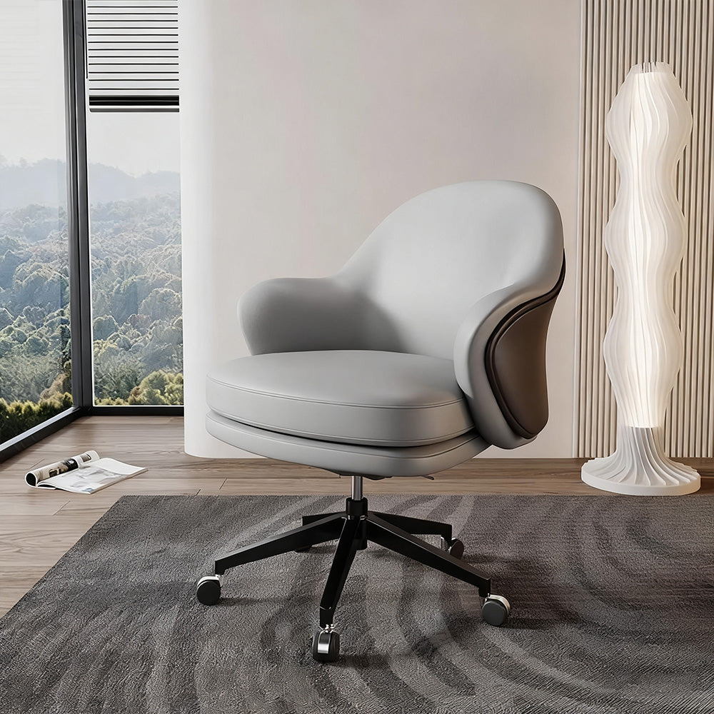 LIVARA Office Chair - Ergonomic Back Support, Nappa Leather, High-Density Foam, Gas Lift, 66cm Seat