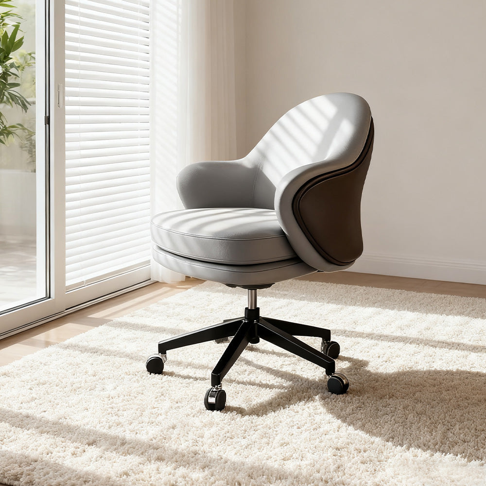 LIVARA Office Chair - Ergonomic Back Support, Nappa Leather, High-Density Foam, Gas Lift, 66cm Seat