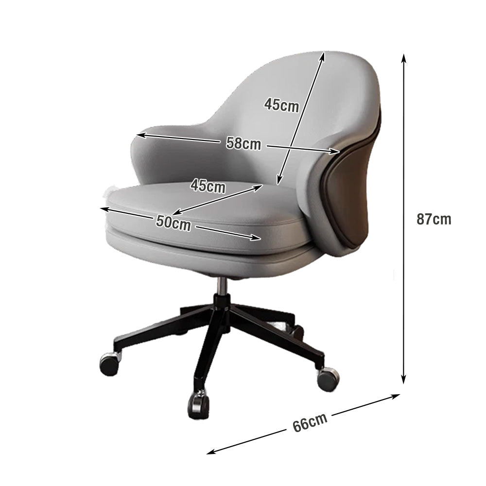 LIVARA Office Chair - Ergonomic Back Support, Nappa Leather, High-Density Foam, Gas Lift, 66cm Seat