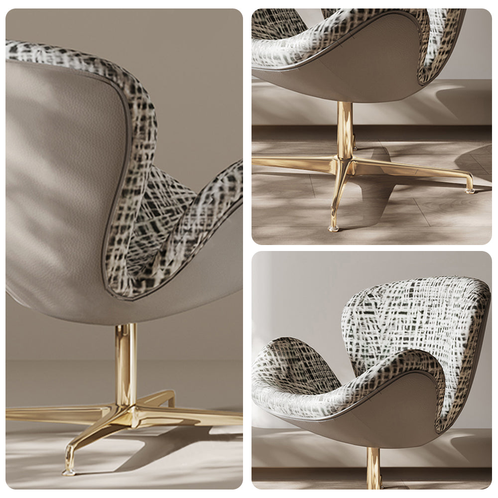 LIVARA Swivel Dining Chair – 360° Auto-Return, Linen Fabric, High-Density Foam, Gas Lift - White and Black