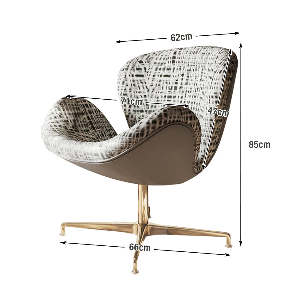 LIVARA Swivel Dining Chair – 360° Auto-Return, Linen Fabric, High-Density Foam, Gas Lift - White and Black