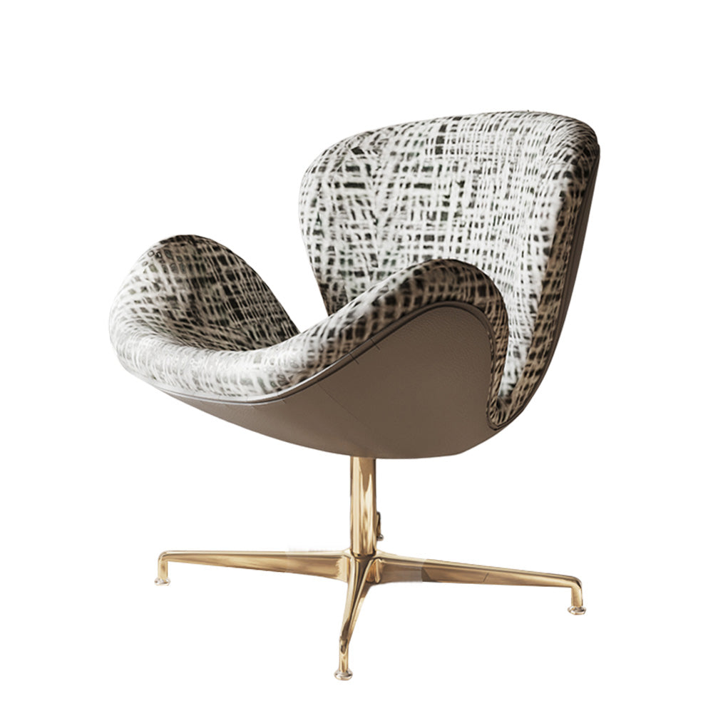 LIVARA Swivel Dining Chair – 360° Auto-Return, Linen Fabric, High-Density Foam, Gas Lift - White and Black