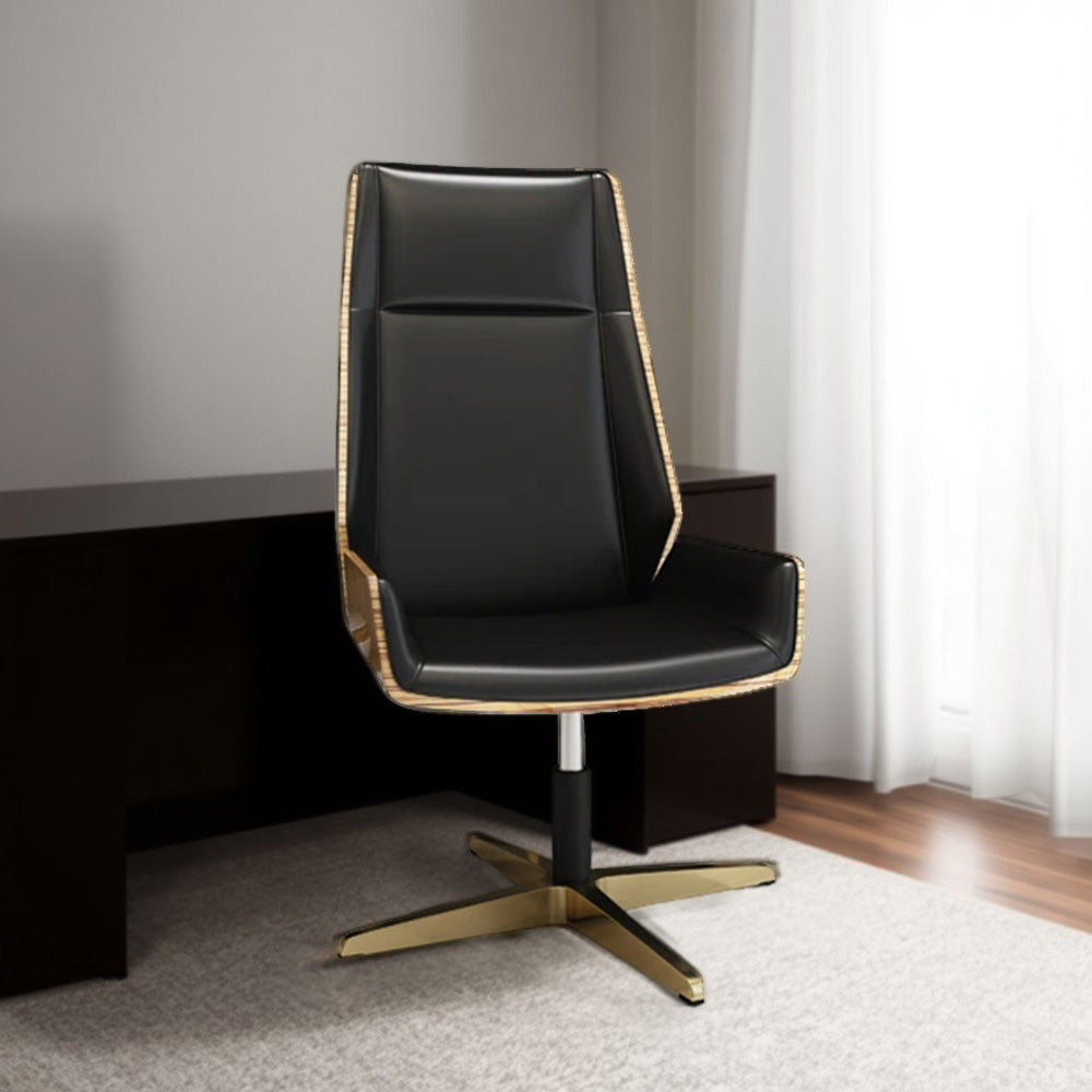 LIVARA Bar Stool Adjustable Height with Gas Lift, Durable PU Leather, Titanium-Plated Stainless Steel Frame, Modern Luxury Design - Black