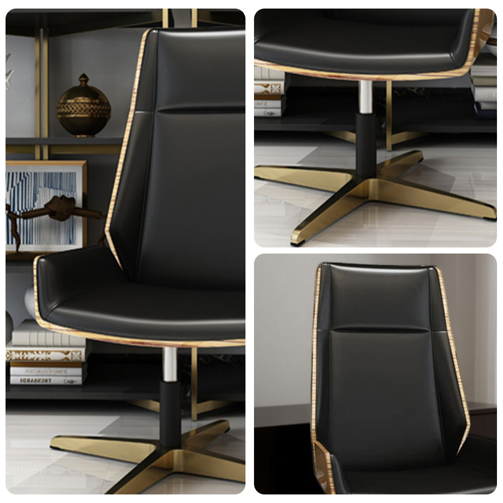 LIVARA Bar Stool Adjustable Height with Gas Lift, Durable PU Leather, Titanium-Plated Stainless Steel Frame, Modern Luxury Design - Black