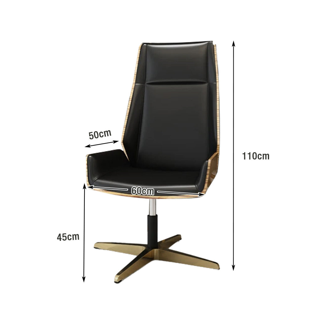 LIVARA Bar Stool Adjustable Height with Gas Lift, Durable PU Leather, Titanium-Plated Stainless Steel Frame, Modern Luxury Design - Black