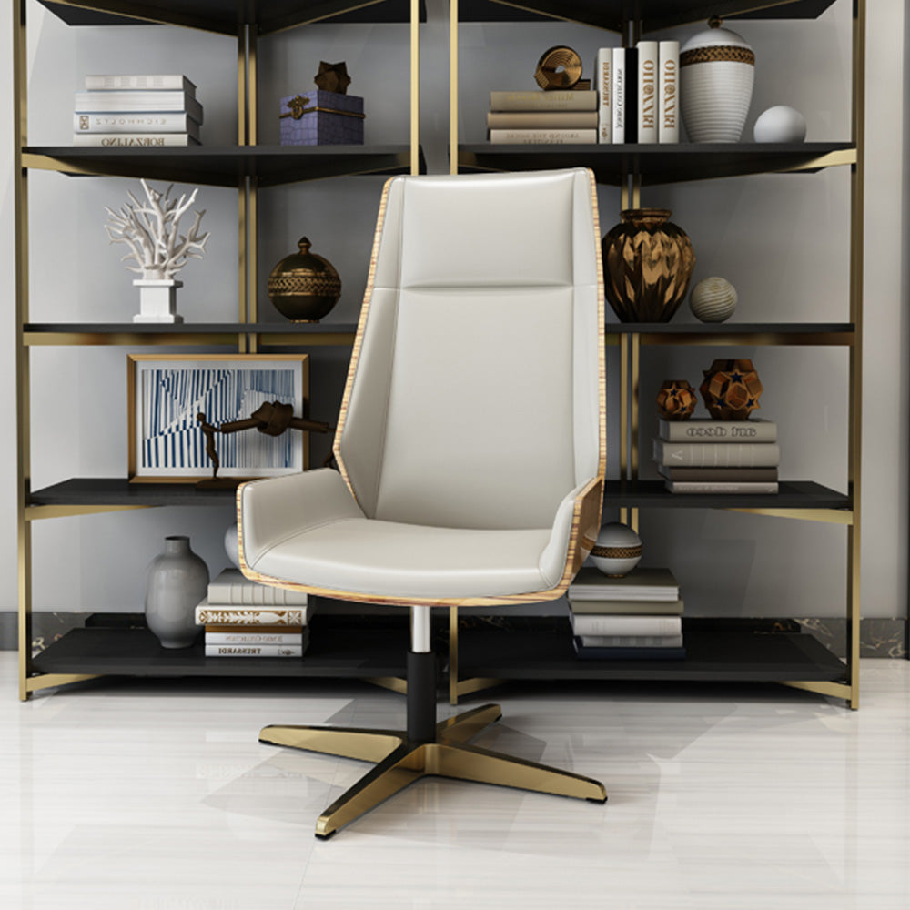 LIVARA Bar Stool Adjustable Height with Gas Lift, Durable PU Leather, Titanium-Plated Stainless Steel Frame, Modern Luxury Design - White