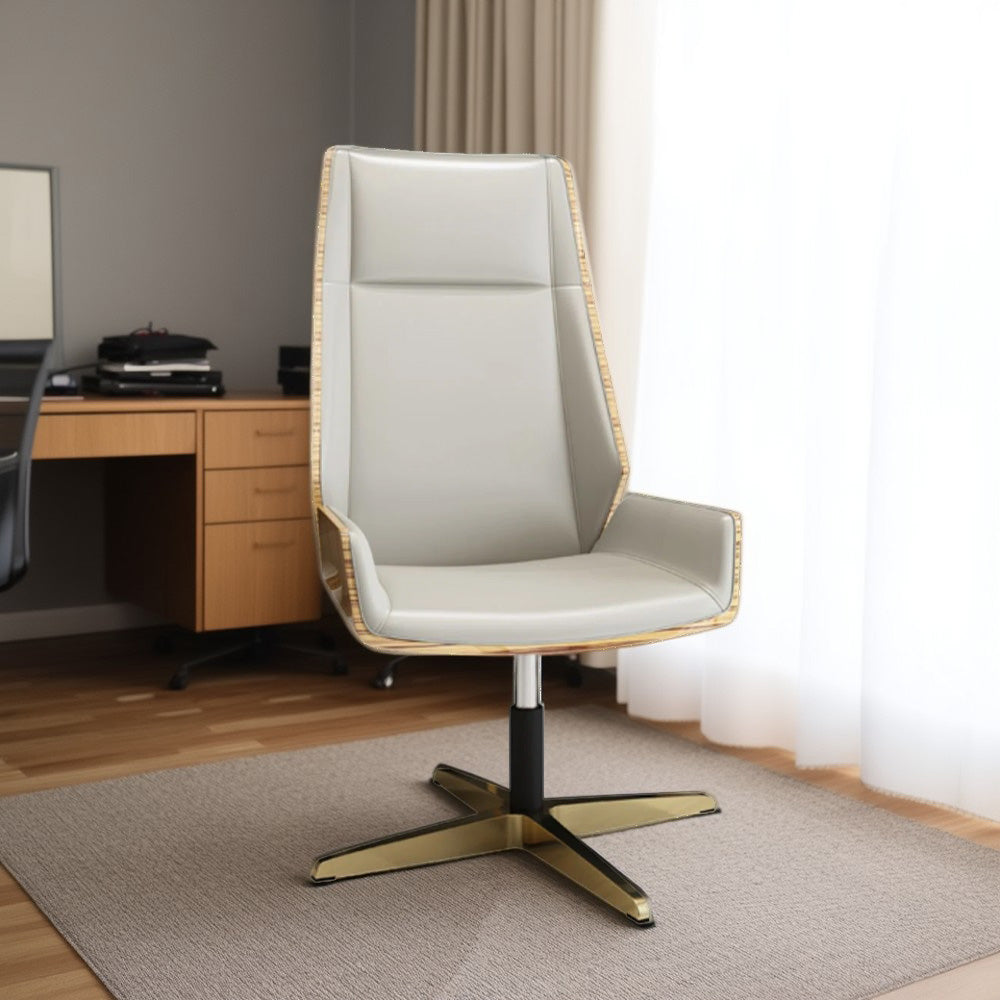 LIVARA Bar Stool Adjustable Height with Gas Lift, Durable PU Leather, Titanium-Plated Stainless Steel Frame, Modern Luxury Design - White