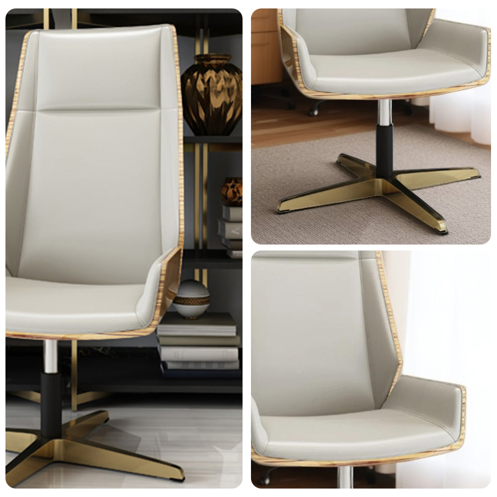 LIVARA Bar Stool Adjustable Height with Gas Lift, Durable PU Leather, Titanium-Plated Stainless Steel Frame, Modern Luxury Design - White