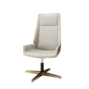 LIVARA Bar Stool Adjustable Height with Gas Lift, Durable PU Leather, Titanium-Plated Stainless Steel Frame, Modern Luxury Design - White