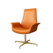 LIVARA Office Chair – Ergonomic Wide Backrest, Nappa Leather, High-Density Foam, Fixed Armrests, Gas Lift & 360° Swivel - Orange